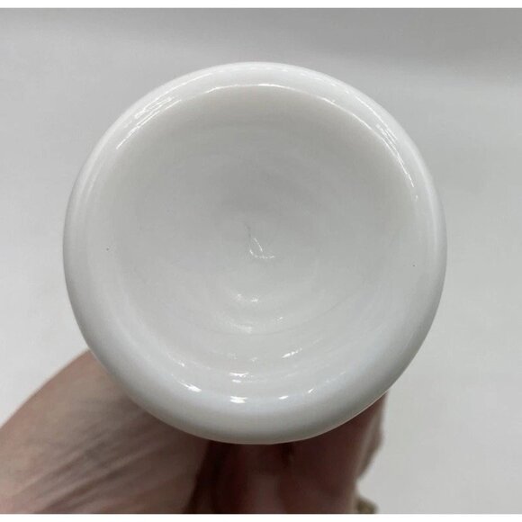 Vintage Westmoreland MCM Milk Glass Swung Bud Vase 10.25" Hand Painted Ribbed - Picture 6 of 16